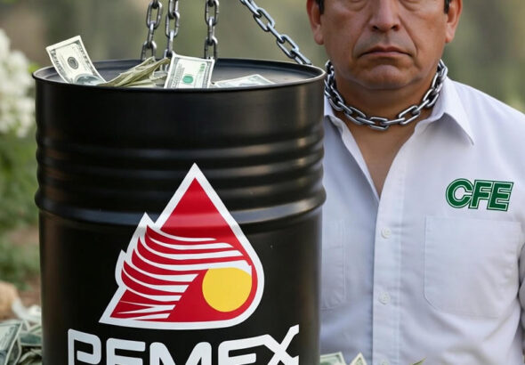 imagen que muestra como CFE esta supeditados a la politica energetica de Texas y como Pemex se ha vuelto un barril sin fondo